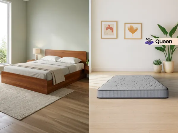 Luna Queen Engineered Wood (78 inches x 60 inches) With Mattress Queen Latex Foam (78 x 60 x 6 inches)